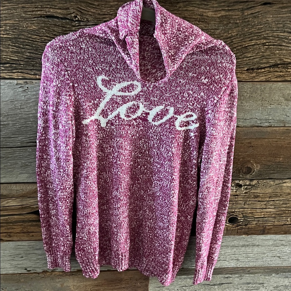 Life Is Good Pinkish purple  and White Knit Sweater